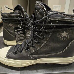 Converse Chuck Taylor All Star Waterproof Leather Boots Shoes BLACK MENS 10 NEW